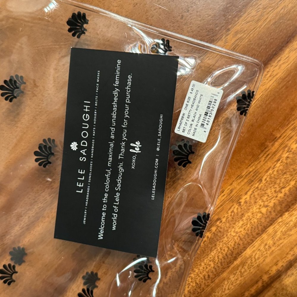 Lele Sadoughi Betty‎ Headbands Stretch Black And White Bow Set Of 2 Brand New! - Picture 7 of 14